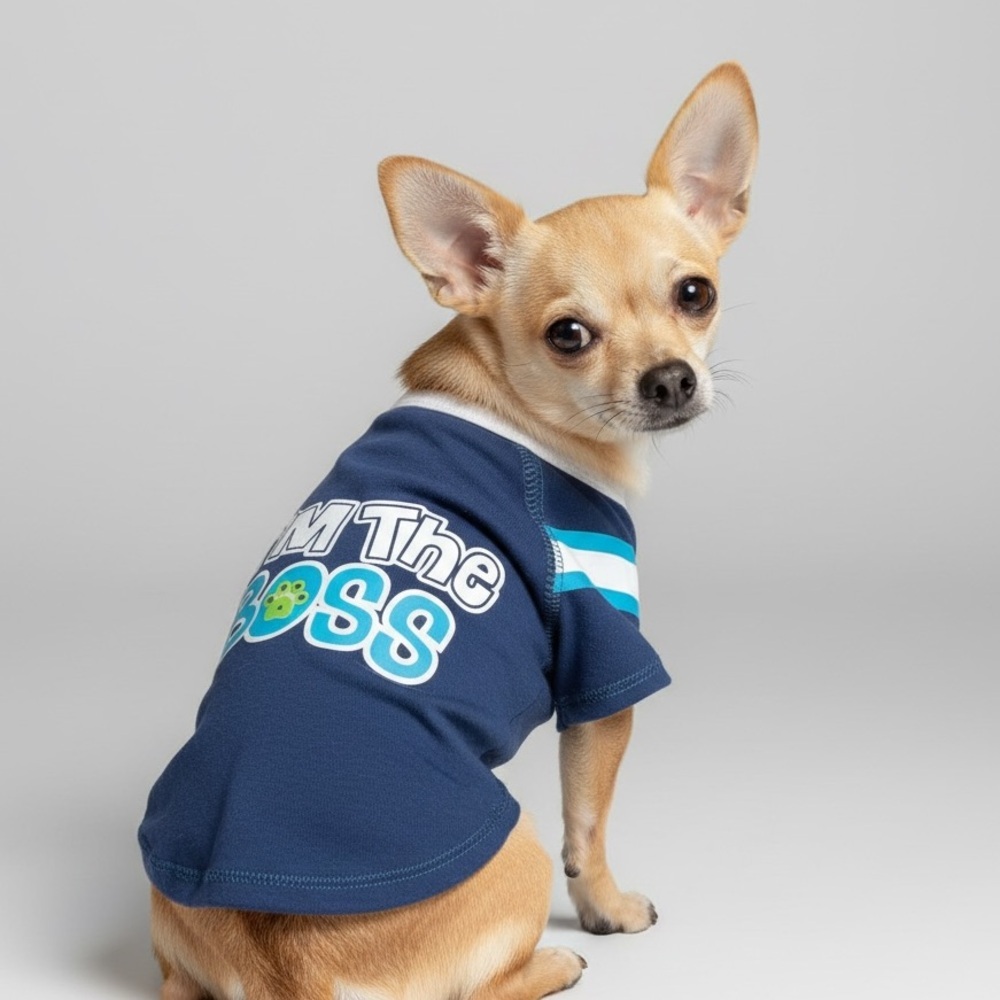 Navy Blue 'I'm The Boss' Dog Tee